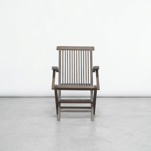 Outdoor Solid <b>Teak</b> Wood Folding Arm <b>Chair</b> Rustic Grey for Home and Restaurant <b>Dining</b> <b>Chair</b> - Product Image 2