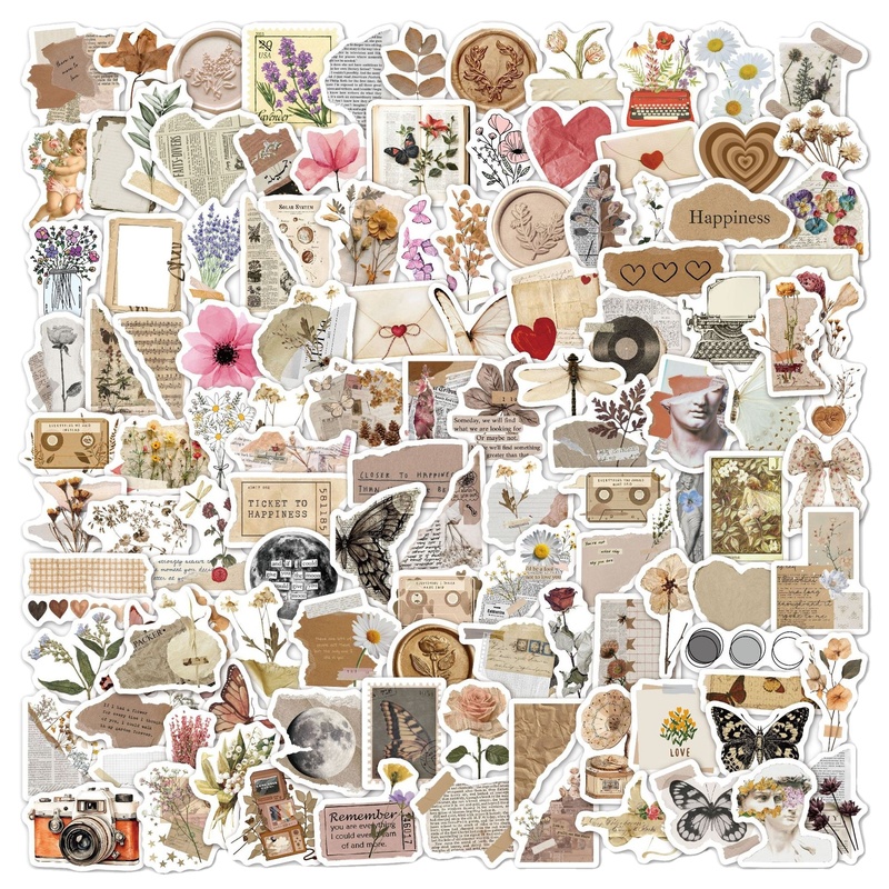 Vintage 120pcs Bullet Journaling Aesthetic Stickers
