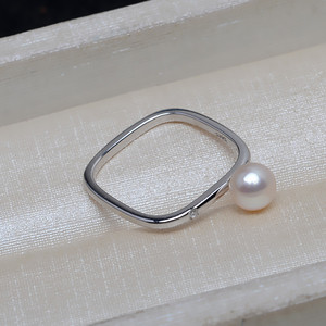 Bague carrée en argent S925, bague fermée, 4-7 perles, bijoux, accessoires de bricolage, plateau 4064 - Product Image 3