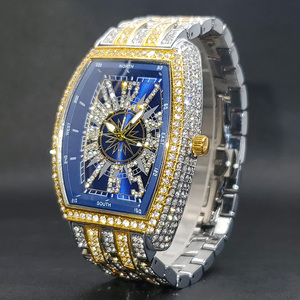 Reloj <span class=keywords><strong>de</strong></span> Cuarzo Acrílico para Hombre, Estilo Extranjero, Marca FM Star, con Caja <span class=keywords><strong>de</strong></span> Barril, Esfera <span class=keywords><strong>Grande</strong></span> con Diamantes, Orologio Uomo - Product Image 1