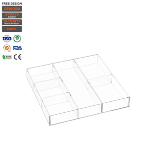 Organisateur de tiroir en acrylique transparent à <span class=keywords><strong>6</strong></span> sections, rangement polyvalent pour maquillage, chambre, fournitures de bureau, utilisation sur bureau - Product Image 1
