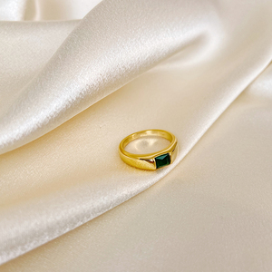 <span class=keywords><strong>2025</strong></span> Thời Trang Mới Hình Chữ Nhật Ngọc Lục Bảo Zircon Vòng Cao Đánh Bóng Titan Thép 18K Vàng Người Đàn Ông Và Phụ Nữ Vài Nhẫn - Product Image 2