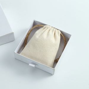 Bolsa de Algodón Grueso Personalizada con Cordón, 7*9cm, Bolsas de Algodón Beige con Cordón de Yute, Bolsa Pequeña con Cordón para Guardar Objetos - Product Image 4