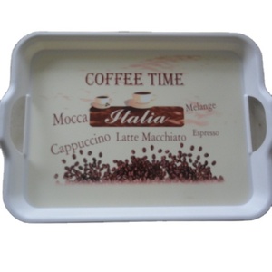 Hot Eco-Friendly Printed Big Rectangle <strong>Plastic</strong> <strong>Serving</strong> Tray With Handle - Product Image 1