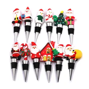 Factory Price Soft PVC Metal Zinc Alloy Blank Christmas Theme Design Wine Bottle Stopper Many Design For Choice