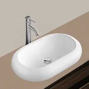 High-end Hotel Apartment Sanitary Ware Oval Sink High Quality Ceramic Countertop Art Basin Bathroom Vanity Cabinet Wash Basin