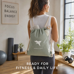 Sacs à dos en toile de coton personnalisés et colorés avec cordon de serrage, imprimés sur mesure, pour le sport, avec logo – Vente en gros - Product Image 2