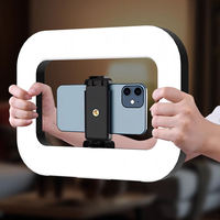 Lampu LED Ring Light Stabilizer Ponsel untuk Rekam Video, Laris Manis, Genggam, Smartphone Vlogging, Pola Persegi, Lampu Fotografi