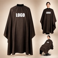 Nouvelle arrivée, cape de coiffeur personnalisée avec logo, couleur chocolat clair, résistante à l'eau, unisexe, pour la coupe de cheveux