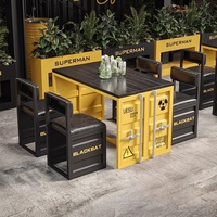 Ensembles de tables et chaises de restaurant d'extérieur de style industriel en métal durable pour hôtels, cafés, bars, salons