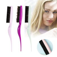 Brosses à cheveux de barbier personnalisées avec logo d'usine, peigne en poils de sanglier et en nylon, peigne à queue de rat, brosse de contrôle des bords 3 en 1 pour salon