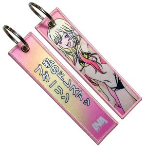 Personalized <b>Custom</b> Anime Cartoon Design Jet Tags <b>Key</b> Chain Fabric Embroidery Woven Keychain Keystrap Keyholder - Product Image 4
