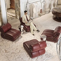 Canapé monoplace en cuir huilé de style industriel éclectique, design vintage nordique, pour salon, mobilier de maison