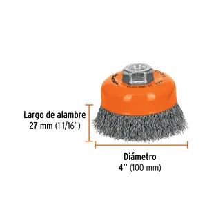 BOX 4 Spazzola per cardatura a 4 denti, filo a crimpatura fine, albero da 5/8'-11, TRUPER - Product Image 3