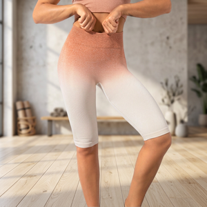 Female Gym Fitness Yoga High Waisted <b>Pedal</b> Pusher Shorts Yoga Set - Product Image 1