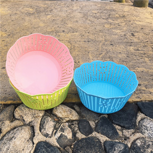 Plastic Imitation Rattan Round <b>Storage</b> <b>Basket</b> Mixed Color Mini Desktop Kitchen Bathroom Cosmetic <b>Toy</b> Organizer - Product Image 4