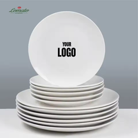 Vente en gros d'usine, assiettes à dîner en céramique blanche personnalisées imprimées de 7 à 10 pouces, vaisselle en grès pour utilisation en restaurant
