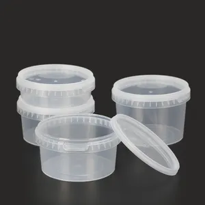 DG High Quality Disposable Tamper Evident Plastic Box Round Packing Deli Cup Microwave Disposable Food Container With Lid