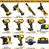 Ensemble d'outils électriques professionnels tout-en-un DW T, gamme complète d'outils sans fil avec batteries 5.0Ah, kit combiné d'outils électriques