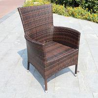 Chaise de salle à manger contemporaine en rotin et métal PU avec accoudoirs, idéale pour l'extérieur et l'usage commercial – Offre Spéciale