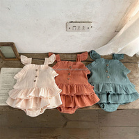 Ensemble de vêtements pour enfants en coton mousseline 100% - Haut et bloomers pour bébés et tout-petits - Couleur personnalisée - MOQ faible - Fabrication sur mesure