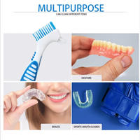Brosse de nettoyage pour brosse à dents, brosse de nettoyage pour fausses dents, brosse à prothèses dentaires double face, certification CE, poignée antidérapante, matériau PVC