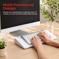 Tableau blanc effaçable à sec en verre 400x180mm pour bureau, avec compartiment de rangement et support de clavier incliné, pour bureau et domicile