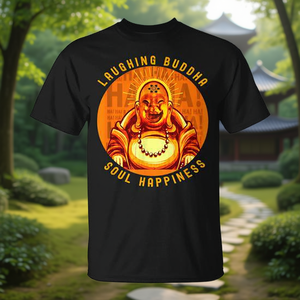 Camiseta del Buda Sonriente, Diseño Black Soul Happiness, Ropa Promocional - Product Image 3