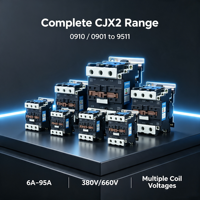 DELIXI CJX2-0910/0901 Contacteur magnétique triphasé AC 6A-95A AC380/660V, contacteur de commande de moteur à tension multi-bobines