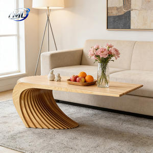 Mesa de Centro para Sala de Estar en Forma de L, de Madera Sólida, Ecológica, Duradera, Estilo Moderno y Minimalista - Product Image 3