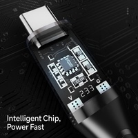 Câble USB Type-C PD 100W 5A à charge rapide en nylon tressé Fashion A8CC 1,2 m avec affichage numérique transparent pour ordinateur et écouteurs