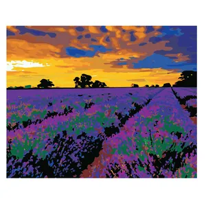 Pittura A olio all'ingrosso della fabbrica un campo di lavanda dipingi con i numeri immagine su tela arte della parete pittura decorativa su tela