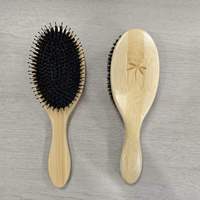 Brosse à cheveux en bois de bambou à poils de sanglier, logo personnalisé, antistatique, coussin d'air, peigne de salon, vente en gros