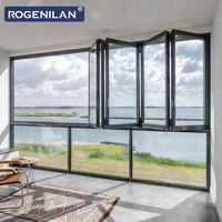 Fenêtre pliante en aluminium sur mesure Rogenilan avec vitrage trempé pour extérieur
