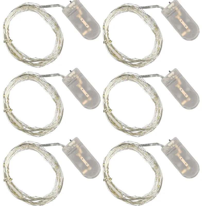 Amazon Top Seller 6 Pack Fairy Lights Battery Operated 2M 20 LED Customizable Christmas Flexible Copper Wire Lights For Party