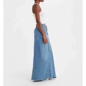 Jupe sur mesure pour femmes, coton de haute qualité, denim bleu délavé vintage, jupe longue pour femmes - Product Image 3