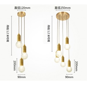 โคมไฟระย้าแก้ว LED สไตล์โมเดิร์นมินิมอล E27 หัวเดียวทรงกลม สำหรับตกแต่งบ้าน ร้านอาหาร บาร์ - Product Image 3