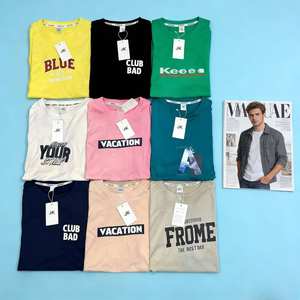 T-shirt décontracté à manches courtes pour homme, col rond, imprimé <span class=keywords><strong>dessin</strong></span>, en coton, modèle FYK241, taille XL-3XL, poids 210 grammes, 2,05 dollars - Product Image 1