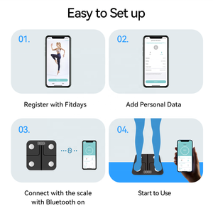 Báscula <span class=keywords><strong>de</strong></span> Grasa Corporal Personalizada con Bluetooth para un Seguimiento Continuo del Peso y la Composición Corporal, Funciona con Batería - Product Image 4