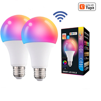 Ampoule LED intelligente 85-265V 9W RGB+CCT pour intérieur, compatible avec l'application Tuya, commande vocale, variateur d'intensité, B22 E26 E27 LED WiFi