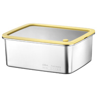 Stapelbare Lebensmittelbehälter mit Gehärtetem Glasdeckel Edelstahl-Lebensmittelaufbewahrungsbehälter Luftdichte Lunchboxen Mikrowellengeeignet