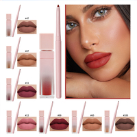 Rouge à lèvres et crayon à lèvres mat 2 en 1: Ensemble combo imperméable pour les lèvres végétaliennes Kit cadeau de maquillage cosmétique en gros