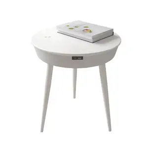High Quality Bluetooth Sound System Wireless Charging Type C USB Ports End Table Round Side Table