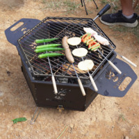 Fête en plein air Jardin Patio Camping Pique-Nique Barbecue Grill Foyer Facile À Transporter Portable Rôtisserie Charbon De Bois Barbecue Grills