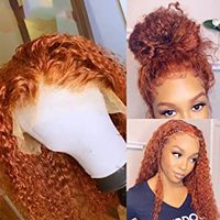 180% 250% vague d'eau 350 Orange perruque de cheveux humains couleur gingembre perruques de cheveux humains dentelle frontale transparente pour les femmes de beauté noires