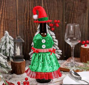 Funda Decorativa para Botella de Vino con Gorros, Adorno para Mesa de Fiesta Navideña - Product Image 1