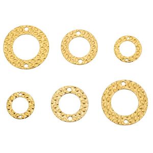 Connecteur rond martelé 15mm 20mm 25mm |   Lien circulaire à double trou en acier inoxydable plaqué or PVD 18 carats pour la fabrication de bijoux DIY - Product Image 5