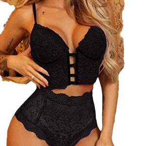 Vente en gros <span class=keywords><strong>de</strong></span> lingerie <span class=keywords><strong>de</strong></span> nuit sexy et élégante personnalisée, soutien-gorge push-up en dentelle <span class=keywords><strong>de</strong></span> bonne qualité et ensemble <span class=keywords><strong>de</strong></span> culottes pour femmes - Product Image 5