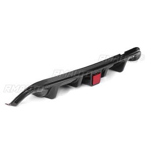 Q50 Carbon Fiber Look/Black Car Rear Bumper Lip <b>Diffuser</b> Spoiler Guard Apron With <b>LED</b> Brake Light for Infiniti Q50 2014-2017 - Product Image 4