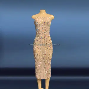 NOVANCE नए उत्पादों 2022 सेक्सी ट्यूब शीर्ष लक्जरी चमकदार हीरे शाम का गाउन पोशाक सुरुचिपूर्ण वस्त्र महिलाओं के लिए शाम पार्टी